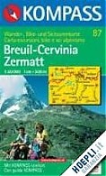 Mapa Breuil Cervina, Zermatt nr 87 / KOMPASS